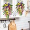 2Pcs Artificial Spring Swag Wreaths – 23.6" Teardrop Floral Swags with Daisies, Sunflowers & Lavender for Front Door, Porch, Wall & Window Decor